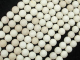 Matte White Fossil Jasper Beads, 6mm Round Beads-BeadBasic