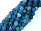 Matte Banded Agate Beads, Blue, 8mm Round Beads-BeadBasic