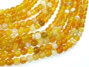 Banded Agate Beads, Yellow, 6mm Round-BeadBasic