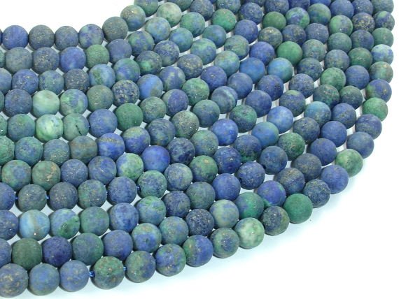 Matte Azurite Malachite Beads, Round, 6mm-BeadBasic
