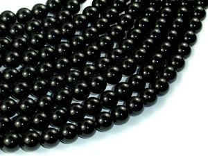Black Stone, 8mm (8.2mm) Round Beads-BeadBasic