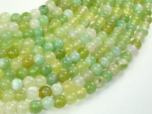 Banded Agate Beads, Light Green, 6mm-BeadBasic