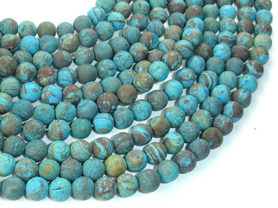 Matte Blue Calsilica Jasper Beads, 6mm, Round Beads-BeadBasic