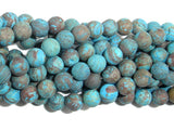 Matte Blue Calsilica Jasper Beads, 6mm, Round Beads-BeadBasic