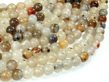 Agate-White, Gray, 8mm Round Beads, 15 Inch-BeadBasic