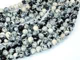 Rain Flower Stone Beads, Black, White, 6mm Round Beads-BeadBasic