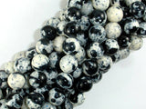 Rain Flower Stone, Round Beads, Black, White, 10mm-BeadBasic