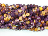 Rain Flower Stone, Purple, Yellow, 6mm Round Beads-BeadBasic