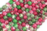 Rain Flower Stone, Red, Green, 6mm Round Beads-BeadBasic