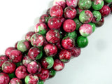 Rain Flower Stone, Red, Green, 10mm Round Beads-BeadBasic