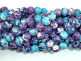 Rain Flower Stone Beads, Blue, Purple, 8mm Round Beads-BeadBasic