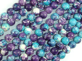 Rain Flower Stone Beads, Blue, Purple, 8mm Round Beads-BeadBasic
