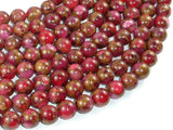 Mosaic Stone Beads, Red, 10mm Round Beads-BeadBasic