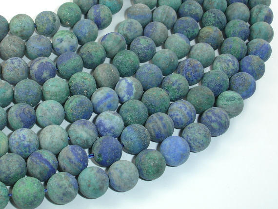 Matte Azurite Malachite Beads, 10mm Round Beads-BeadBasic