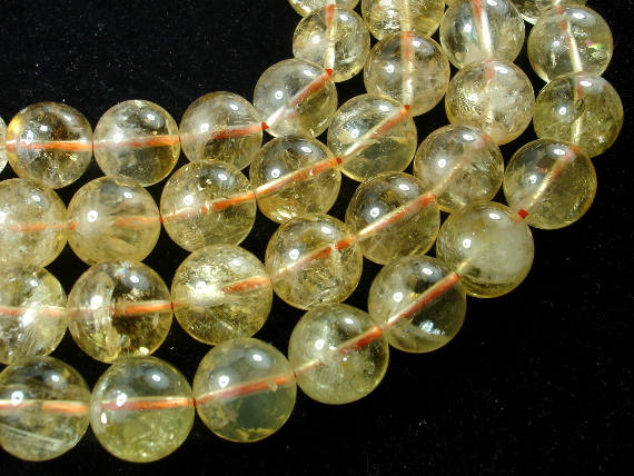 Genuine Citrine Beads, 12mm Round Beads-BeadBasic