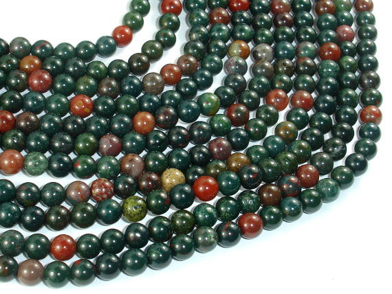 Indian Bloodstone Beads, 6mm Round Beads-BeadBasic