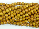 Yellow Wood Beads, Nangka Wood Beads, 6mm(5.8mm) Round Beads, 23 Inch-BeadBasic