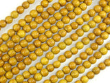 Yellow Wood Beads, Nangka Wood Beads, 6mm(5.8mm) Round Beads, 23 Inch-BeadBasic