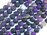 Matte Banded Agate Beads, Purple, 8mm Round Beads-BeadBasic