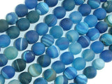 Matte Banded Agate Beads, Blue, 8mm Round Beads-BeadBasic