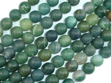 Matte Moss Agate Beads, 8mm Round Beads-BeadBasic