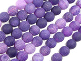 Frosted Matte Agate Beads, Purple, 10mm Round Beads-BeadBasic