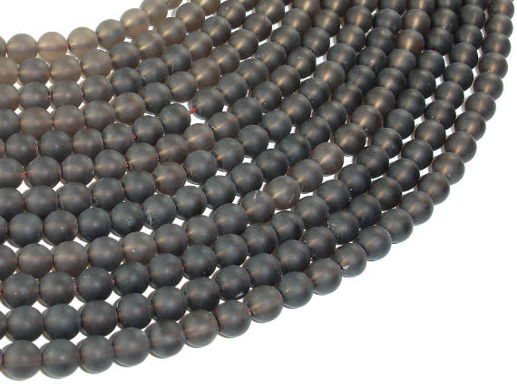 Matte Smoky Quartz Beads, 6mm Round Beads-BeadBasic
