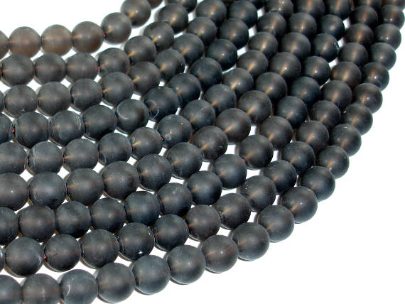 Matte Smoky Quartz Beads, 8mm Round Beads-BeadBasic