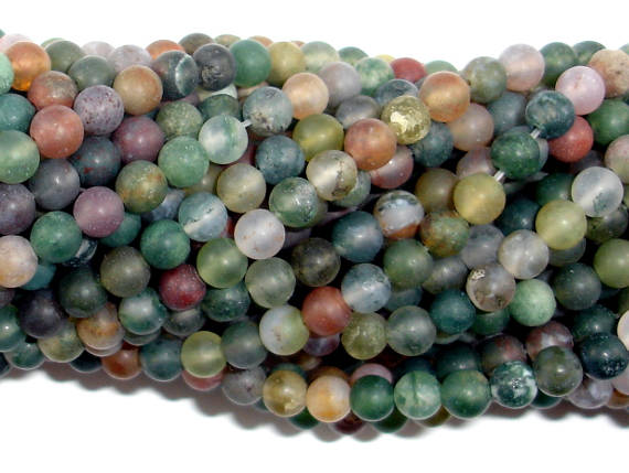 Matte Indian Agate Beads, Fancy Jasper Beads, 4mm-BeadBasic