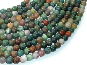 Matte Indian Agate Beads, Fancy Jasper Beads, 6mm-BeadBasic