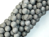 Druzy Agate Beads, Silver Gray Geode Beads, 10mm Round Beads-BeadBasic