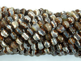 Tibetan Agate Beads, Brown, 6mm Faceted Round Beads-BeadBasic