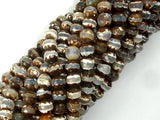 Tibetan Agate Beads, Brown, 6mm Faceted Round Beads-BeadBasic
