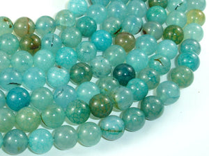 Dragon Vein Agate Beads, Sea Blue, 10mm Round Beads-BeadBasic