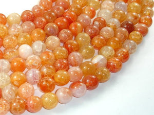 Dragon Vein Agate Beads, Orange, 10mm Round Beads-BeadBasic