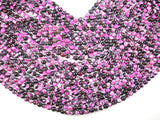 Agate Beads, Pink & Black, 6mm(6.3mm) Faceted Round Beads, 15 Inch-BeadBasic
