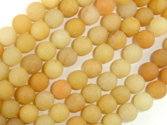 Matte Yellow Aventurine Beads, 8mm, Round Beads-BeadBasic