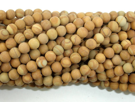 Matte Wood Jasper Beads, 4mm, Round Beads-BeadBasic