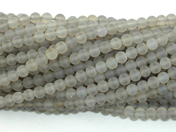 Matte Gray Agate Beads, 4mm Round Beads-BeadBasic