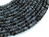 Black Crackle Agate, 6mm Faceted Round Beads, 13 Inch-BeadBasic