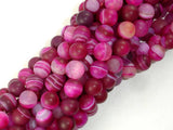 Matte Banded Agate Beads, Fuchsia Agate, 8mm Round Beads-BeadBasic