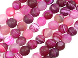 Matte Banded Agate Beads, Fuchsia Agate, 10mm(10.4mm) Round-BeadBasic