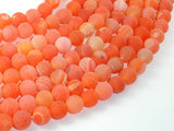 Frosted Matte Agate- Orange, 8mm Round Beads-BeadBasic