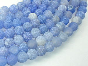Frosted Matte Agate - Blue, 10mm Round Beads-BeadBasic