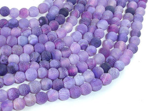 Frosted Matte Agate - Purple, 6mm Round Beads-BeadBasic