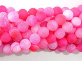 Frosted Matte Agate Beads-Pink, 8mm Round Beads-BeadBasic