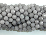 Jade Beads, Light Gray, 6mm Faceted Round-BeadBasic