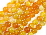 Banded Agate Beads, Yellow, 10mm (10.5mm) Round-BeadBasic