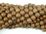 Wenge Wood Beads, 8mm Round Beads, 34 Inch-BeadBasic