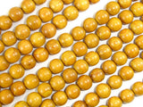 Yellow Wood Beads, Nangka Wood Beads, 8mm(7.8mm) Round Beads, 32 Inch-BeadBasic